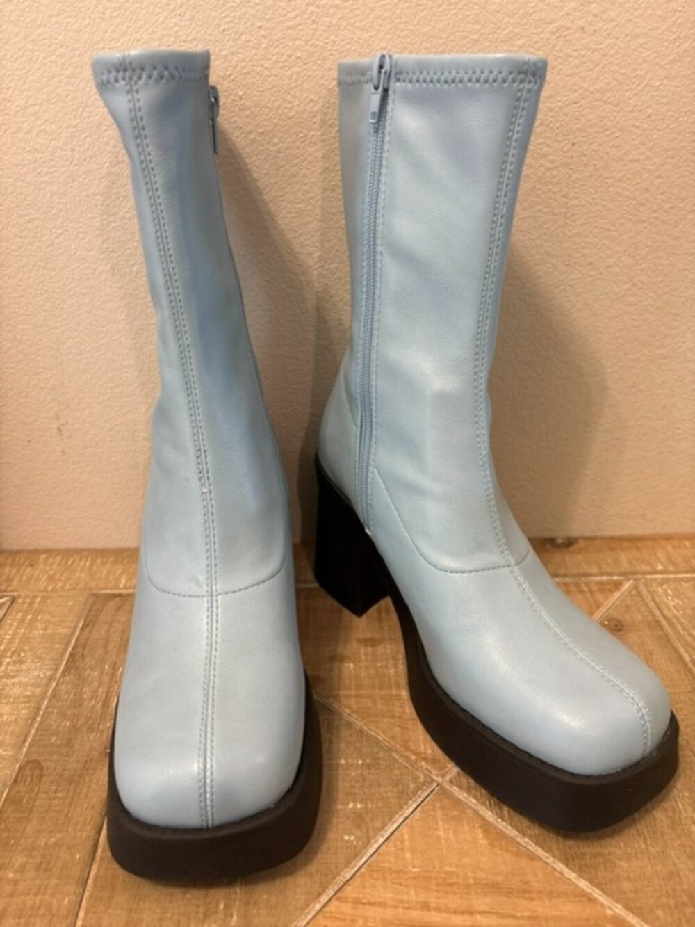 NEW Steve Madden Klayton Light Blue Platform Boots Women Size 7.5
